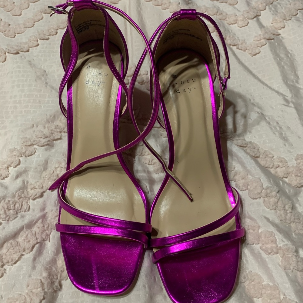 Metallic pink heels